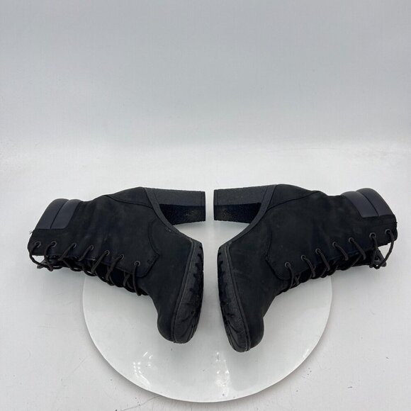 Timberland Tillston Women size 9.5 A1H1l Black Suede Lace Up High Heel Boot - Picture 7 of 12